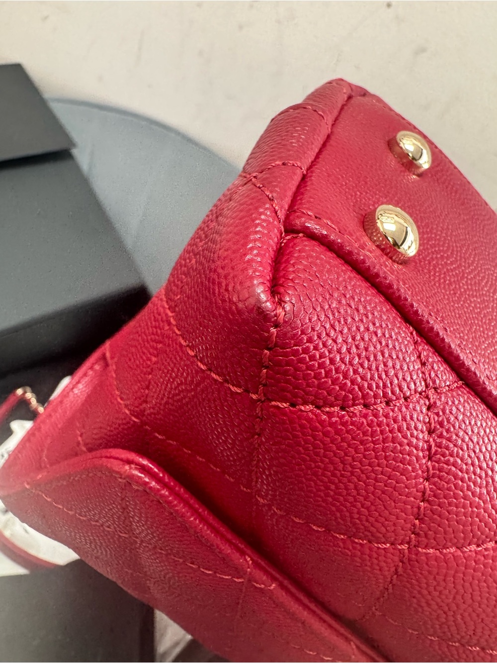 CHANEL Small Coco Handle Dark Red Caviar Light Gold Hardware - Picture 8 of 14